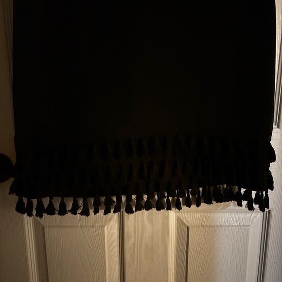 Zara Black Midi Dress with Fringe Hem Small - Picture 3 of 9